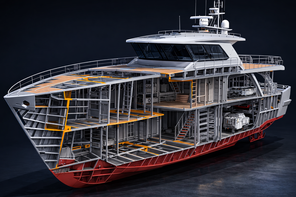 Detailed hull and deck layout